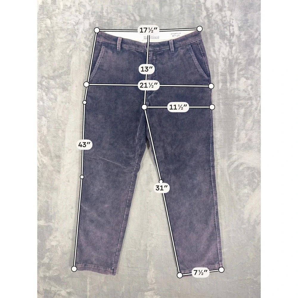Levi's XX Chino Authentic Fit Corduroy Pants Men's Size 34x32 Faded Purple